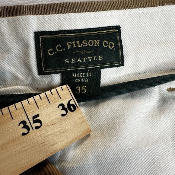 C. C. Filson Co 14015 Men's Cotton Khaki Brown Flat Front Pants Size 35x29 - Picture 4 of 11